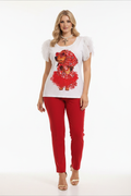 Camiseta blanca con gráfico y mangas de tul