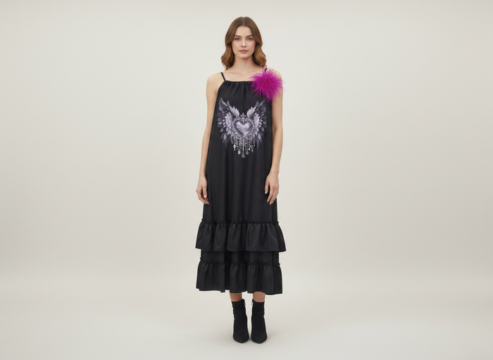 Vestido largo negro talla única. - imagen 1