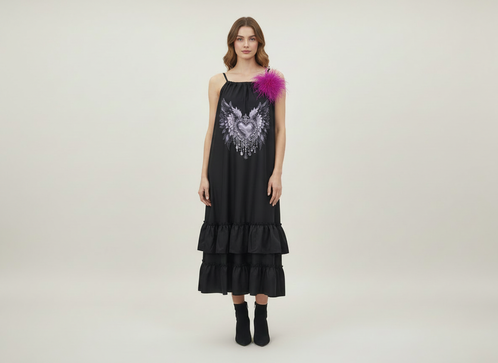 Vestido largo negro talla única.